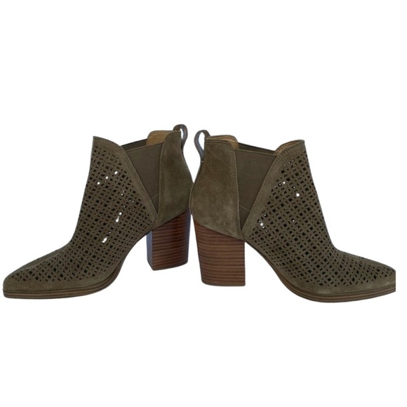 Marc Fisher, Arwen‎ Perforated Pointed-toe Suede Bootie, Tan, Brown - Picture 6 of 10
